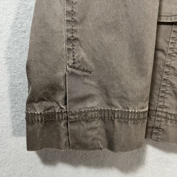 Eileen Fisher Womens Ruffle Collar Jacket Medium Tan Stretch Button Down‎ Blazer - Picture 5 of 11